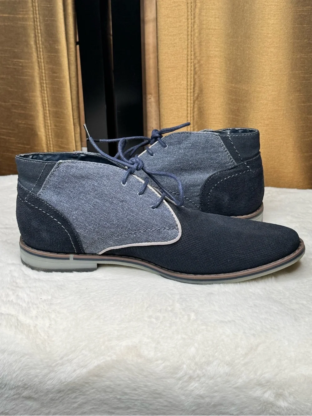 AM Shoe Company Gray Blue Canvas Lace Up Oxford Casual Shoes Men’s EU 40 US 7